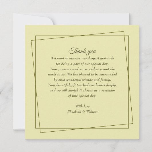 Rose Frame – Celestial Yellow Wedding Dankeskarte (Rückseite)