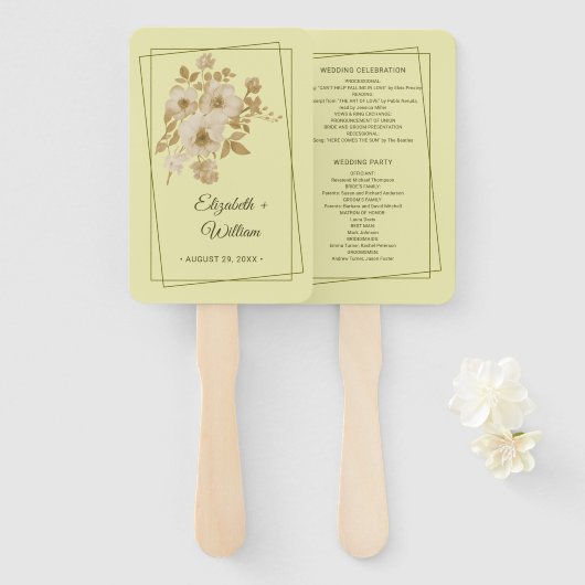 Rose Frame – Celestial Yellow Wedding Fächer (Vorne und Hinten)