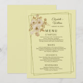 Rose Frame – Celestial Yellow Wedding Menükarte (Vorne/Hinten)