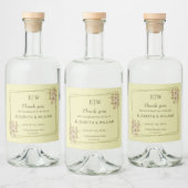 Rose Frame – Monogram Celestial Yellow Wedding Alkoholflaschenetikett (Flaschen)