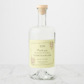 Rose Frame – Monogram Celestial Yellow Wedding Alkoholflaschenetikett (Vorderseite)