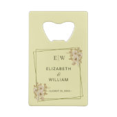 Rose Frame – Monogram Celestial Yellow Wedding Geldbeutel Flaschenöffner (Rückseite)