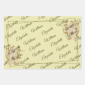 Rose Frame – Monogram Celestial Yellow Wedding Geschenkpapier Set (Vorderseite 2)