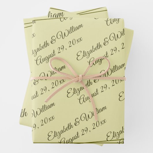 Rose Frame – Monogram Celestial Yellow Wedding Geschenkpapier Set (Beispiel)