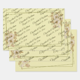 Rose Frame – Monogram Celestial Yellow Wedding Geschenkpapier Set