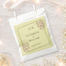 Rose Frame – Monogram Celestial Yellow Wedding Geschenktütchen