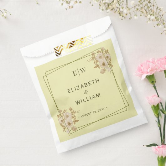 Rose Frame – Monogram Celestial Yellow Wedding Geschenktütchen (Versiegelt)