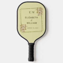Rose Frame – Monogram Celestial Yellow Wedding Pickleball Schläger