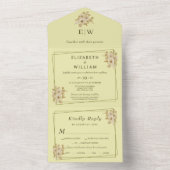 Rose Frame – Monogramm Himmelsgelb Hochzeit All In One Einladung (Innen Boden)