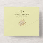 Rose Frame – Monogramm Himmelsgelb Hochzeit All In One Einladung (Rückseite)