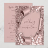 Rose Frame Wedding Glitzer Bridal Einladung (Vorne/Hinten)