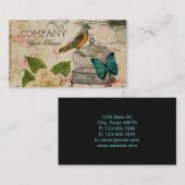 Rose französisches Vogel-Shabby Chic botanischen Visitenkarte (Vorne/Hinten)