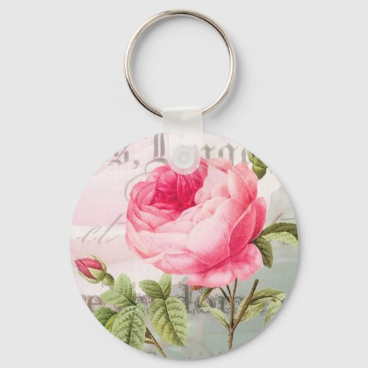 Rose French Accent Basic Button Schlüsselanhänger (Vorderseite)