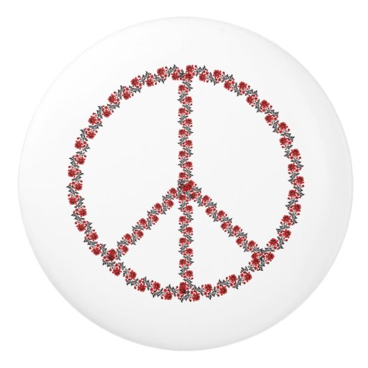 Rose - Friedenszeichen Keramikknauf (Vorderseite)