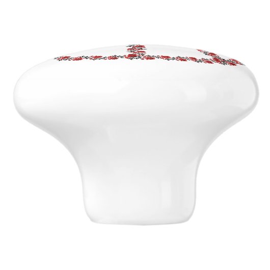 Rose - Friedenszeichen Keramikknauf (Seitenansicht)