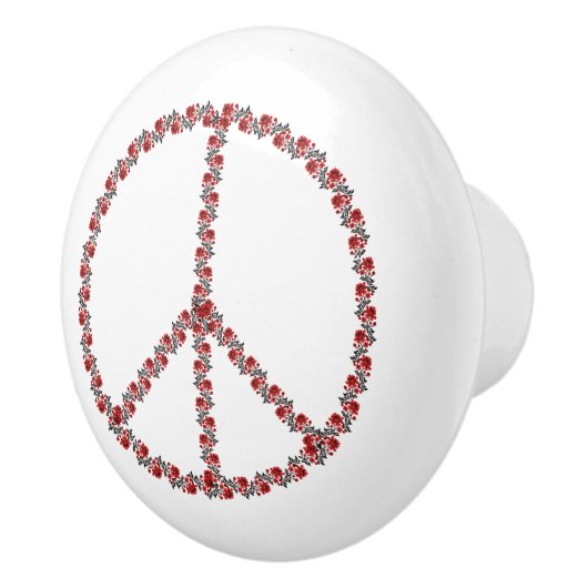 Rose - Friedenszeichen Keramikknauf (Rechts)