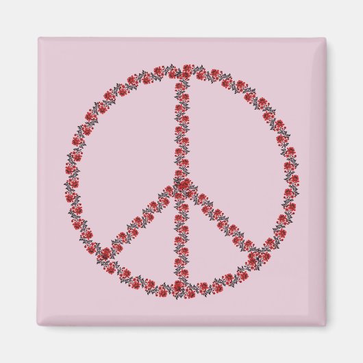 Rose - Friedenszeichen Magnet (Vorne)