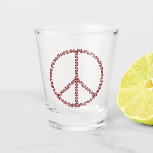 Rose - Friedenszeichen Schnapsglas (Vorderseite)
