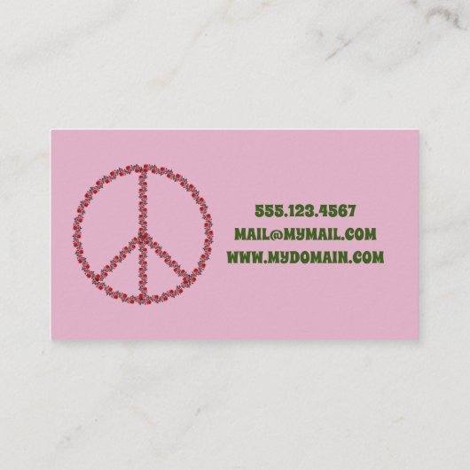 Rose - Friedenszeichen Visitenkarte (Rückseite)