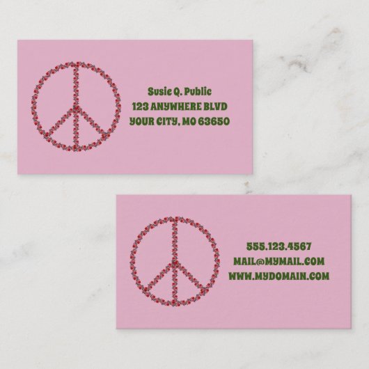 Rose - Friedenszeichen Visitenkarte (Vorne/Hinten)