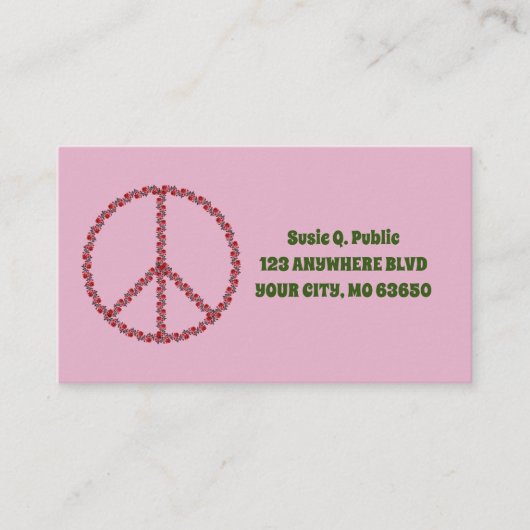 Rose - Friedenszeichen Visitenkarte (Vorderseite)