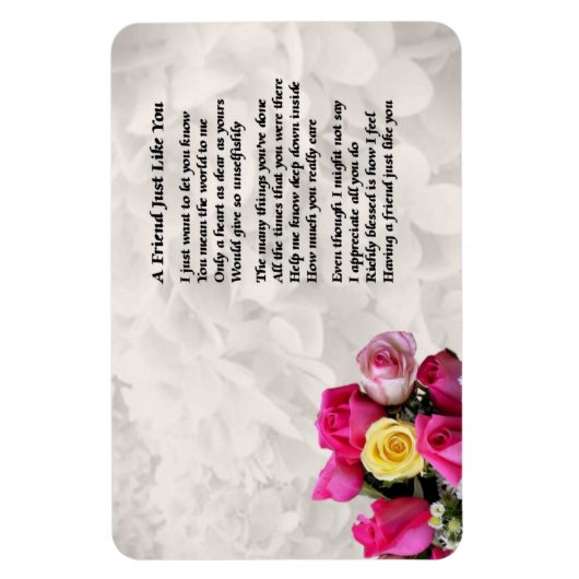 Rose Friend Gedicht Magnet (Vertikal)