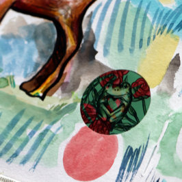 Rose Frog Rose Frogs Pattern Rosey Froggy Runder Aufkleber