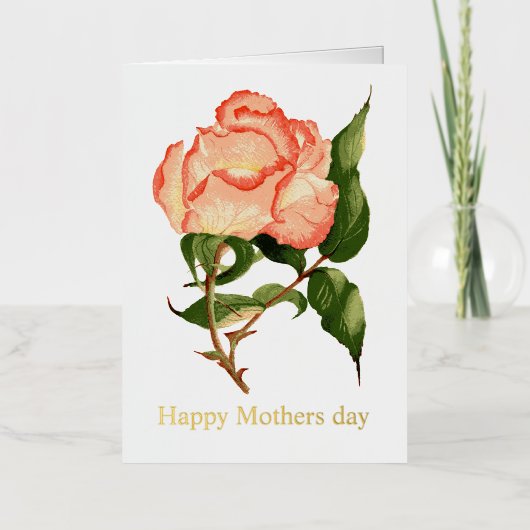 Rose Frohe Muttertag gefaltete Folien-Feiertagskar (Vorderseite)