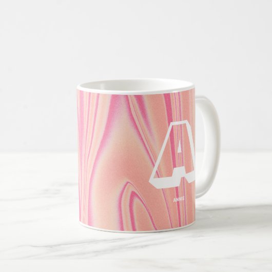 Rose für abstrakte Monogramm Name Marmor Rosa Kaffeetasse (VorderseiteRechts)