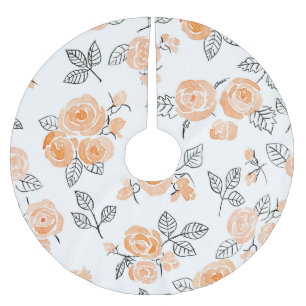 Rose für Aquarellbilder: Schwarz Polyester Weihnachtsbaumdecke