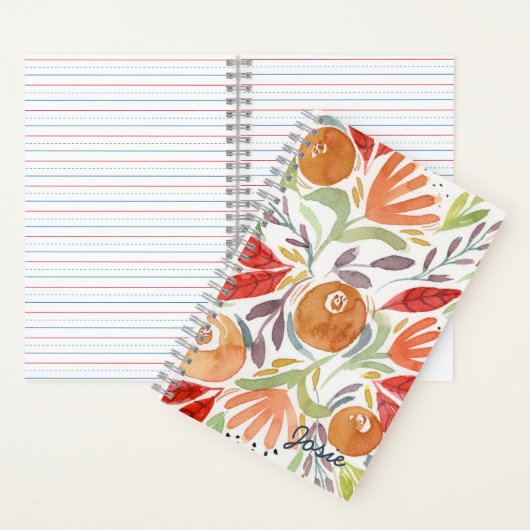 Rose für Aquarellblumen in warmen Orangen Notizblock (Innen)