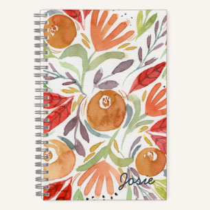 Rose für Aquarellblumen in warmen Orangen Notizblock