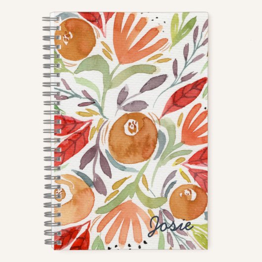 Rose für Aquarellblumen in warmen Orangen Notizblock (Vorderseite)