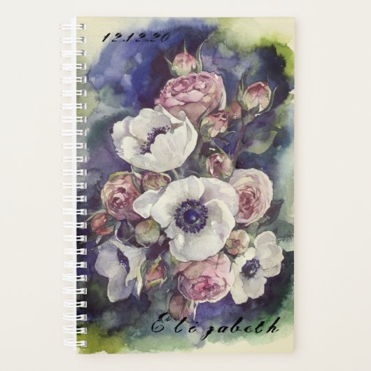 Rose für Aquarellfarben-Blume Planer (Vorderseite)