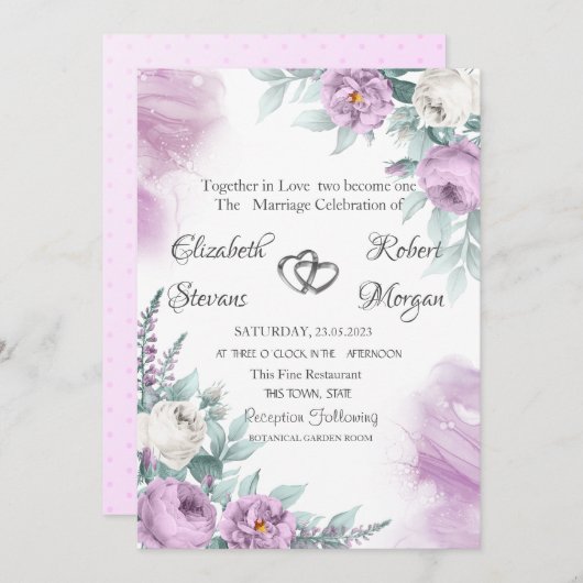 Rose für Aquarellfarben Einladung (Vorne/Hinten)