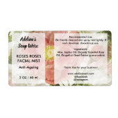 Rose für Aquarellfarben - Etikett für kosmetische (Vorne)