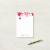 Rose für Aquarellfarben Handschrift Name Blumenvor Post-it Klebezettel (Auf Schreibtisch)