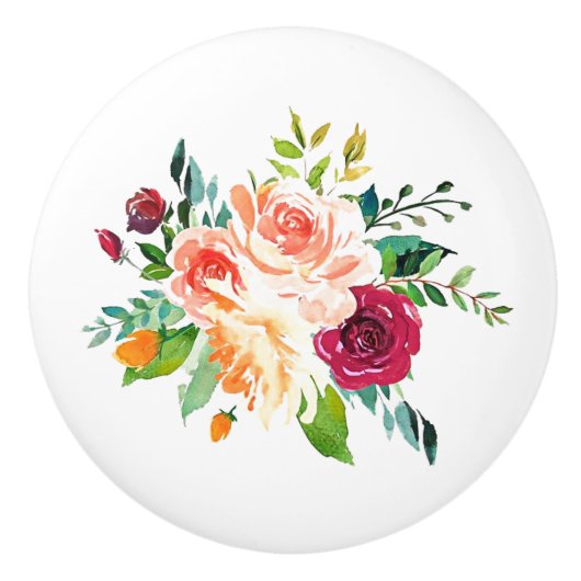 Rose für Aquarellfarben Keramik Keramikknauf (Vorderseite)