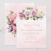 Rose für Aquarellpastellfarben Einladung (Vorne/Hinten)
