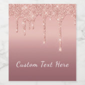 Rose für benutzerdefiniertes Text - Goldener Glitz Weinetikett (Einzelnes Label)