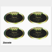 Rose für das Aquamarine blaue Marmorschwarz-Etiket Ovaler Aufkleber (Blatt)