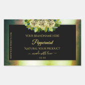 Rose für das Aquamarine blaue Marmorschwarz-Etiket Rechteckiger Aufkleber (Vorderseite)