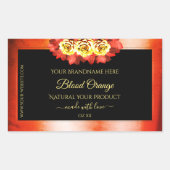 Rose für das Blumenorange Rot-Marmor Rechteckiger Aufkleber (Vorderseite)