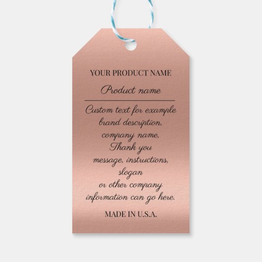 Rose für das Logo für benutzerdefinierte Unternehm Geschenkanhänger (Rückseite)