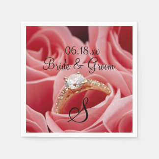 Rose für das Monografische Datum des Hochzeitbräun Serviette