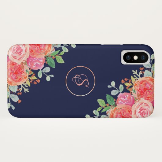 Rose für den Blumenseegel Monogram Case-Mate iPhone Hülle (Rückseite (Horizontal))