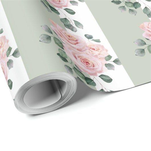 Rose für die Aquarellfarben "Light Sage Green" und Geschenkpapier (Rolleneckpunkt)