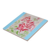 Rose für die Aquarellfarben Rosa Blumenbaby Blue Fliese (Seite)