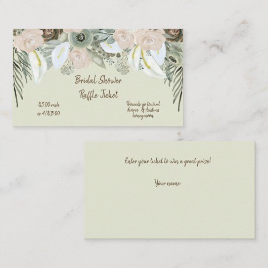 Rose für die Farbe Grün und Creme Begleitkarte (Vorne/Hinten)