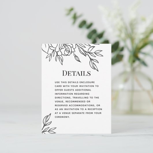 Rose für die Hochzeitsdetails für Pen und Tinte Einladung (Stehend Vorderseite)